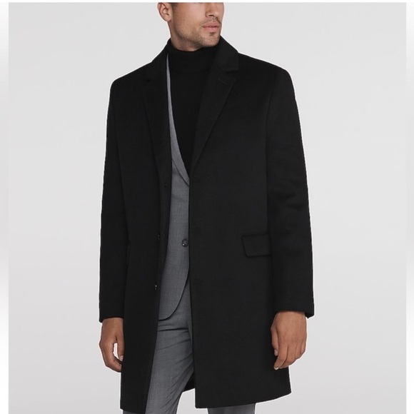 Express Brand New Men's Black Wool-Blend
Overcoat. Size Medium - Picture 4 of 16